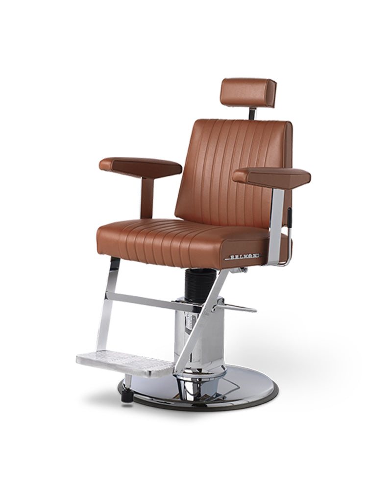 Dainty - Brown barber chair in stainless steel